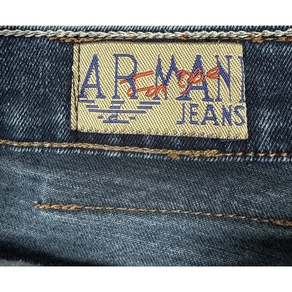 Armani Jeans Mens Jeans 33x28 Dark Wash Blue Straight Leg Designer Denim - Picture 15 of 16